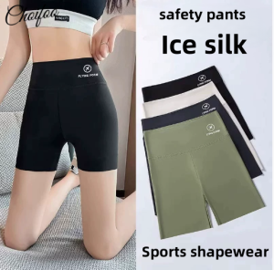 ChoiFoo กางเกงเซฟตี้สำหรับผู้หญิงใส่ในฤดูร้อนกางเกงเย็นและไหมน้ำแข็งระบายอากาศเสื้อกล้ามกีฬาเข้ารูปพอดีกางเกงสไตล์เกาหลีกางเกงกีฬาขาสั้นนุ่มแนะสวมสบายกางเกงซับในเป็นมิตรกับผิว