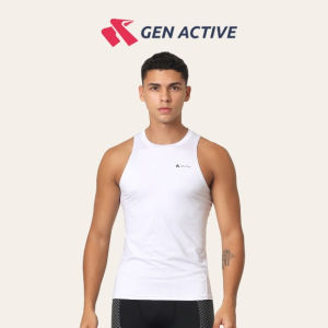 GEN ACTIVE Kaos Olahraga Running Pria Kaos Singlet Cowok Lari Baselayer Pakaian Sport Gym Fitness