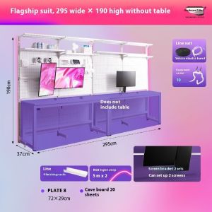 Hardware Girl Computer Table Double Study Table Perforated Computer Desk Long Desk Bookshelf Adjustable Desk