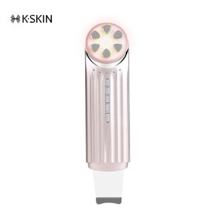 K-SKIN Ultrasonic Skin Scrubber Electric Facial Peeling Device Pulse Current Massaging LED Face Spa