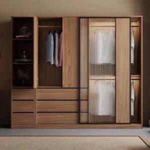 TANH Wardrobe Cabinet Simple Sliding Door Wardrobe with drawers zhouL