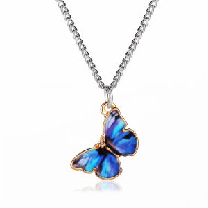 Ins Gelang kalung Kupu-kupu Biru Liontin Korean Fashion Wanita ksesoris Bracelet Biru Gelang In Rantai Butterfly Klavikula Wanita Gaya Aksesori Ready Stock