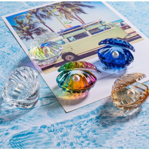 ORIGE HOUSE Reflective Crystal Pearl Shell Artificial Colorful Pearl Clam Ornaments Beauty Sea Shell 3D Open Seashell Figurine Crafts For Home Decor