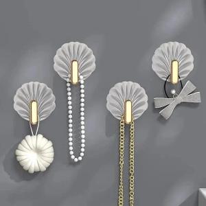 5 ชิ้น ตะขอติดผนังอะคริลิครูปเปลือกหอย ตะขอติดผนัง มีกาวในตัว ไม่ต้องเจาะ เหมาะสำหรับห้องน้ำ ที่ใส่กุญแจ ของตกแต่งบ้าน สำหรับหมวกตะขอ