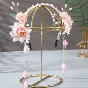 Tua Bông tai giả Băng đô Hanfu Trung Quốc Phụ kiện tóc Màu hồng Hoa Vương miện Băng đô Du lịch Chụp ảnh Trang sức Tóc cổ tích2026