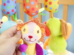 Baby Windbell Stroller Pram Crib Hanging Plush Toys Cartoon Animal Clip Bells Sensory Toy