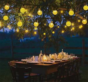 Angelila Outdoor Lighting 30LED Crystal Ball Waterproof Solar Powered LED String Light Fairy Festival Decoration Lights for Garden Home