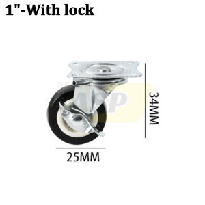 1"-1.5" Fixed / Swivel Rubber Base Caster Wheel For Shopping Carts Workbenches Warehouse Or Supermarket Shelves Etc.