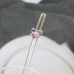 songduanshi หลอดแก้ว8มม. 1ชิ้นหลอดดูดน้ำแบบนำกลับมาใช้ใหม่ได้ลายผีเสื้อน่ารักทนความร้อนสำหรับงานเทศกาลปาร์ตี้งานแต่งงานค็อกเทลบาร์ชายหาด