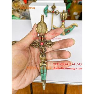 Bộ pháp khí mật tông bằng đồng màu xanh cao từ 13-15cm