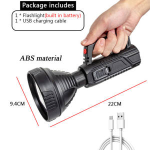 powerful torch LED Searchlight Spotlight Big Beam LongRange Flashlight USB Rechargeable Waterproof patrol flashlight