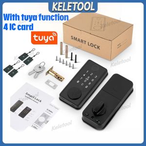 Tuya Smart Fingerprint Deadbolt Lock with Latch/Door Sensor Auto Lock Key/Password/Card/ Tuya APP Unlock