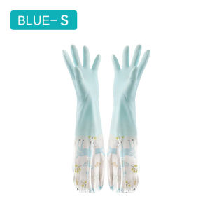 S M L Size Long beam Latex Long Gloves Laundry Waterproof Cleaning Rubber Gloves Thick Household Durable Kitchen Dishwashing Tools (Blue/Pink)