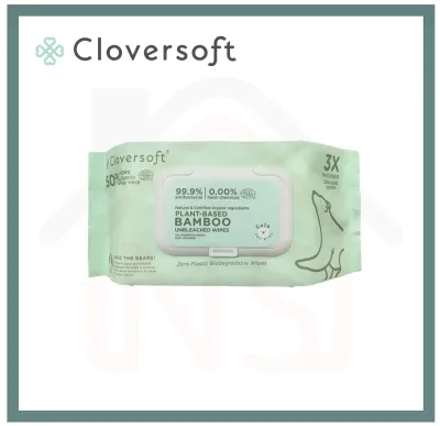 Cloversoft Unbleached Bamboo Organic Antibacterial Wipes Lab tested 100 sheets per pack