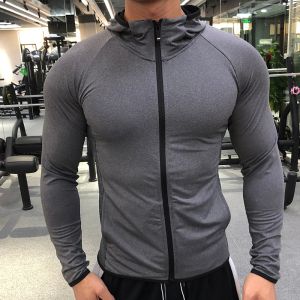 KAMB quick dry zip up elastic hoodie jacket for men long sleeve t shirt㏇X0420