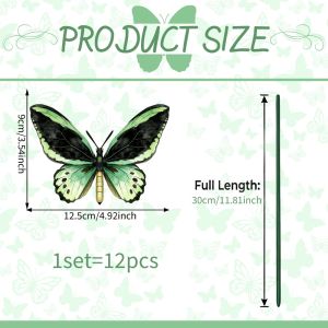 MODERNLUX 12PCS 3D Butterfly Butterfly Garden Stakes Multicolor Landscape Decoration Decorative Stakes Beautiful Photo Props Butterfly Lawn Ornament For Outdoor Courtyards