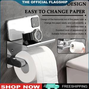 【New Arrival】 Elegant Stainless Steel Toilet Paper Dispenser Wall Mounted Punch-Free Bathroom Accessories Modern Silver Finish