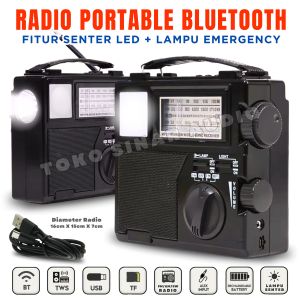 Speaker Bluetooth Full Bass Radio FLECO F-318B Radio FM / AM / SW / Bluetooth / USB / TF / AUX / Senter / Baterai Cas Tipe-C / Salon Bluetooth / Salon Speaker Bluetooth / Salon Bluetooth Karaoke / Speker Blutut / Speaker Aktif / Salon Aktif