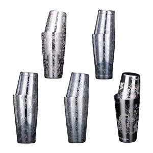 Khắc 304 thép không gỉ barwares Shaker dụng cụ pha chế cocktail với Ergonomic Grip chuyên nghiệp dụng cụ trộn
