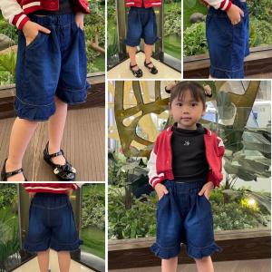 TopOne88 Celana Pendek Soft Jeans Anak Perempuan Usia 6 8 10 12 Tahun