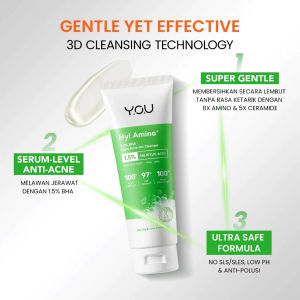 YOU Hy! Amino+ 2% Niacinamide Brightening Gentle > 1.5% BHA FightAcne Gel Cleanser y.o.u