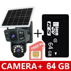 TOPA 4G Three lens Solar CCTV Camera Outdoor Wireless 4K Waterproof Surveillance 360° Color Night Vision Two-Way Audio Auto Tracking Motion Detection  PTZ Smart IP Security Camera