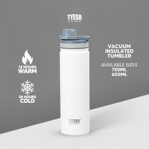 TYESO Original Sports Tumbler 530-750ml for Hot & Cold Vacuum Insulated Bottles Stainless Steel w/ Foldable Handle WHITE