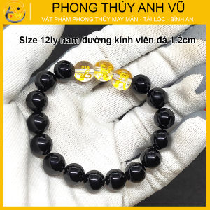 Vòng tam hợp tỵ dậu sửu chất liệu mã não đen - size 8 10 12ly - có khai quang điểm nhãn may mắn tài lộc - PHONG THỦY ANH VŨ