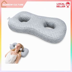 【Rainbow Culture】 Ear Hole Side Sleeper Pillow / Double Ear Pressure Relief Pillow with Washable Cover for Side Sleeping