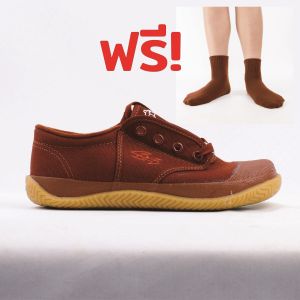 รองเท้าผ้าใบ [ฟรีถุงเท้าข้อสั้น] เบรกเกอร์ฟุตซอล Breaker (พื้นเหลือง) รุ่น BK4 แถบ1ถุงเท้า