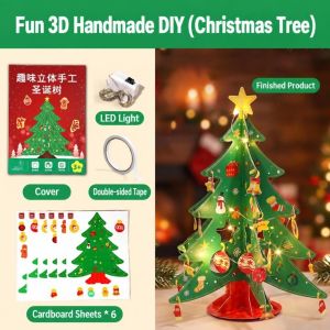 NAELIN 3D Bộ dụng cụ làm đồ thủ công hình cây thông Noel. Tự làm Giấy Bộ đồ chơi thủ công giáo dục Thân thiện với môi trường. Hoạt động thủ công Bộ dụng cụ làm cây thông Noel Dành cho trẻ em.