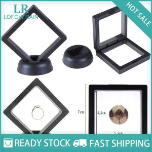 LF Wholesale✨Flash Sale ✨ 70x70mm Black 3D floating jewelry display frame holder box case w stand