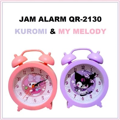 Jam Fashion Alarm Karakter QR-2130 FREE BATERAI Jam Meja Beker Weker Clock My melody KUROMI PINK UNGU Kawaii Hello Kitty siswa hadiah ANAK