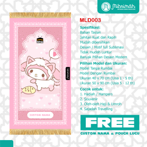 Sejadah Anak Desain Karakter Trendi - Mihrimah - Motif Sublimasi - Bahan Taslan Kuat & Rapuh - Ukuran Anak & Remaja