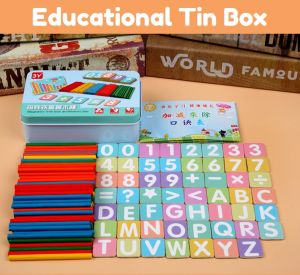 GMB Educational Tin Box / Mainan Edukasi Matematika Magnet Math ABC Clock Tin Box Magnetic / Mainan Magnetik Matematika