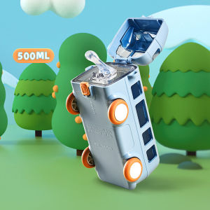 Portable Bus Water Cup/Botol Minum Anak Tritan Motif Bus/Botol Minum Anak Bus Tali Panjang/Botol Air Minum Bentuk Bus Dengan Sedotan Tritan Botol Mainan Anak 500ML Water Cup