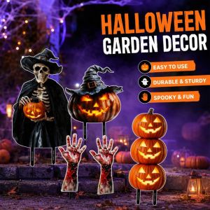 Halloween Pvc Garden Insert Cards Pumpkin Spider Ghost Spooky Decor For Outdoor Yard Lawn Themed Party Scene Decoration