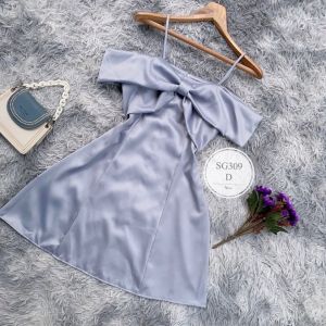 SG309  เดรสสายเดี่ยว ปาดไหล่ อกแต่งโบว์ด้านหน้า ใส่ออกงาน ร่วมงานแต่ง เพื่อนเจ้าสาว ใส่ดินเนอร์ ใส่ออกงานกินขาดแน่นอนค่ะ