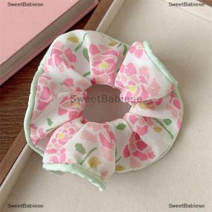 [COD] SweetBabiese Elegant Print Lace Edge Wide Scrunches For Women Girls Sweet Hair Tie Cute Exquisite Hair Band Fashion Hair Accessories Gifts
