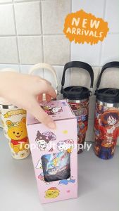 900ml Cartoon Stainless Steel Tumbler with Straw | Kids Water Bottle | Spiderman Sanrio Onepiece Demon Slayer