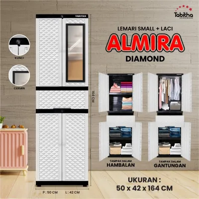 TABITHA Lemari Plastik/Lemari pakaian/lemari baju Tabitha Almira Diamond – Small + Laci