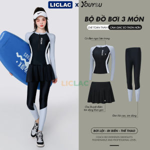 Bộ đồ bơi nữ YOUYOU tay dài chống nắng váy ngắn kèm quần legging co giãn 4 chiều tôn dáng BD14011Y
