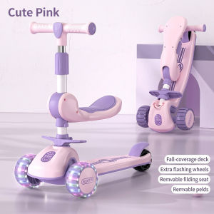 Scooter for kids 3 in 1 Foldable Kids Scooter Light & Music Adjustable Height folding scooter 3 to 12 years kids