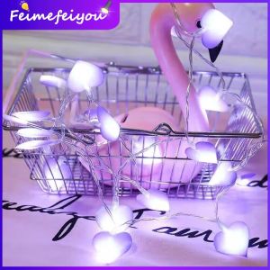 valentines day gift decoration items led strip light fairy USB Night Lights 20/10 Led Love Heart light string for birthday party Christmas wedding proposal Valentine decoration AAA Battery operated
