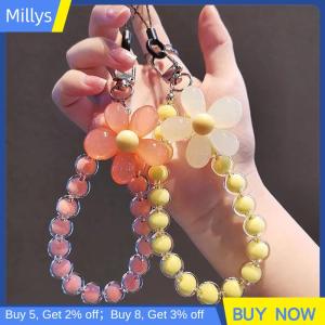 Millys 1pc Macaron-Colored Bead String Fashion Mobile Phone Lanyard Ins Style Handmade Beaded Anti-Lost Mobile Phone Chain