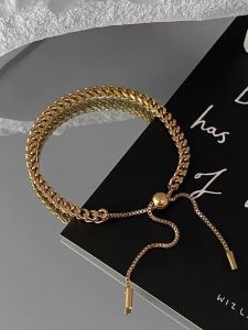 Gelang Titanium Stainless Steel Rantai Padi Accesories Fashion Korean Style Import