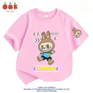 Baju Budak Lelaki Labubu Cotton Graphic Kids T Shirt 2-12 Years Round Neck Cute Monster Casual Top