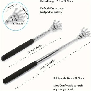 ZEEMIN Portable Extendable Back Scratcher Stainless Steel Telescoping Back Scratcher for Both Human and Pets Extendable Back Massager