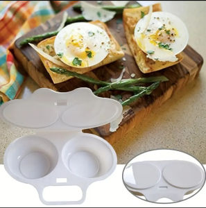 Double Layer Egg Steamer Microwave Heat Resistant Egg Poache Easy Clean Egg Mold Maker Kitchen Appliance