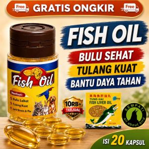 SEMPATI Vitamin Kucing Anjing Burung Fish Oil Natural Extract For Animal Minyak Ikan Vitamin Obat Hewan Hamster Sugar Glider Ayam Fish Liver Oil Tunghai Mini Kemasan Botol Tung Hai 20 Kapsul Sempati